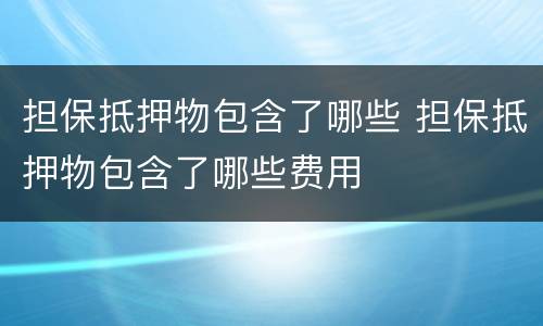 担保抵押物包含了哪些 担保抵押物包含了哪些费用