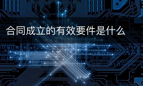 合同成立的有效要件是什么