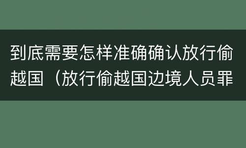 到底需要怎样准确确认放行偷越国（放行偷越国边境人员罪）