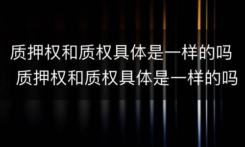 质押权和质权具体是一样的吗 质押权和质权具体是一样的吗