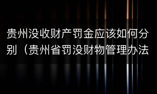 贵州没收财产罚金应该如何分别（贵州省罚没财物管理办法）