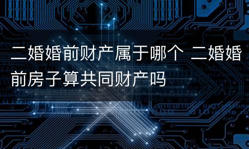 二婚婚前财产属于哪个 二婚婚前房子算共同财产吗
