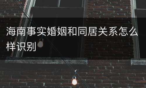 海南事实婚姻和同居关系怎么样识别