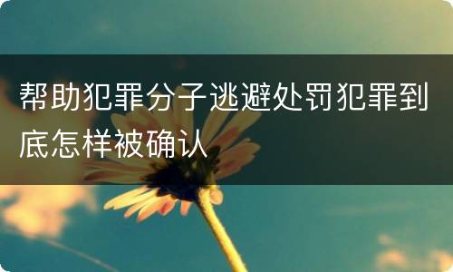 帮助犯罪分子逃避处罚犯罪到底怎样被确认