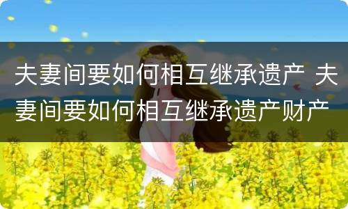 夫妻间要如何相互继承遗产 夫妻间要如何相互继承遗产财产