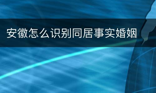 安徽怎么识别同居事实婚姻
