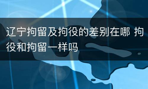 辽宁拘留及拘役的差别在哪 拘役和拘留一样吗