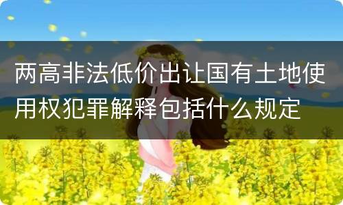 两高非法低价出让国有土地使用权犯罪解释包括什么规定