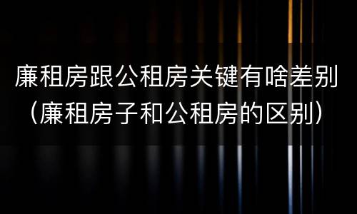 廉租房跟公租房关键有啥差别（廉租房子和公租房的区别）
