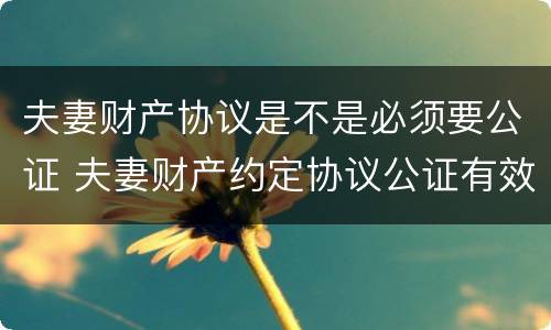 夫妻财产协议是不是必须要公证 夫妻财产约定协议公证有效吗