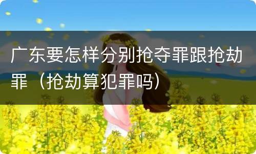 广东要怎样分别抢夺罪跟抢劫罪（抢劫算犯罪吗）