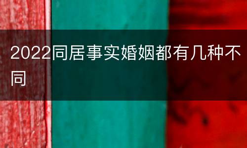 2022同居事实婚姻都有几种不同