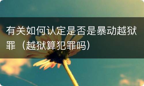 有关如何认定是否是暴动越狱罪（越狱算犯罪吗）