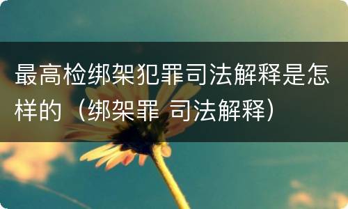 最高检绑架犯罪司法解释是怎样的（绑架罪 司法解释）