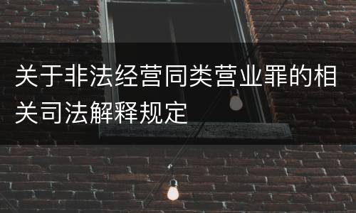 关于非法经营同类营业罪的相关司法解释规定