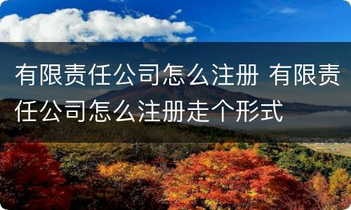 有限责任公司怎么注册 有限责任公司怎么注册走个形式
