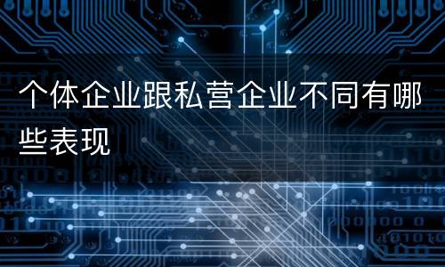 个体企业跟私营企业不同有哪些表现
