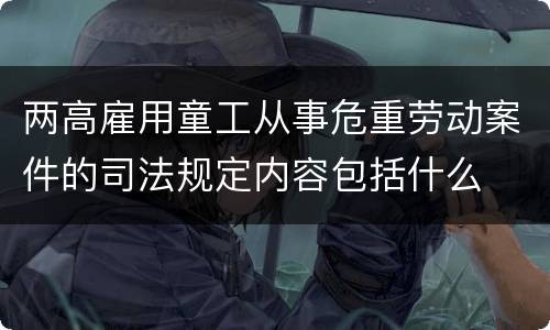 两高雇用童工从事危重劳动案件的司法规定内容包括什么