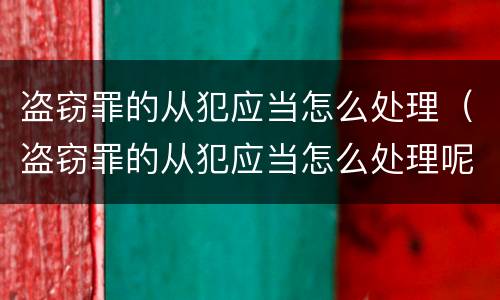 盗窃罪的从犯应当怎么处理（盗窃罪的从犯应当怎么处理呢）