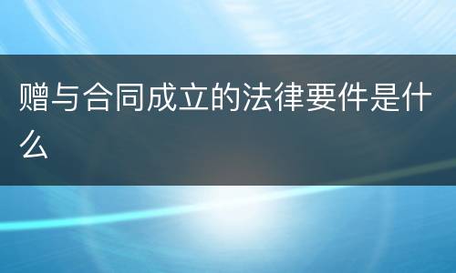 赠与合同成立的法律要件是什么
