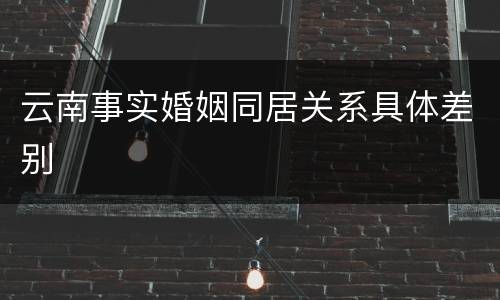 云南事实婚姻同居关系具体差别