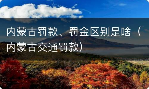 内蒙古罚款、罚金区别是啥（内蒙古交通罚款）
