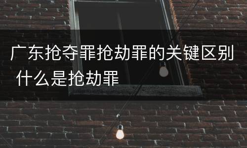 广东抢夺罪抢劫罪的关键区别 什么是抢劫罪