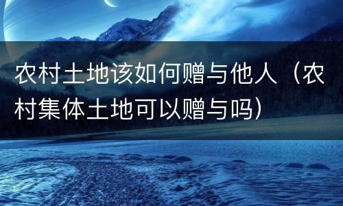 农村土地该如何赠与他人（农村集体土地可以赠与吗）