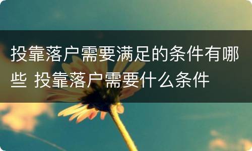 投靠落户需要满足的条件有哪些 投靠落户需要什么条件