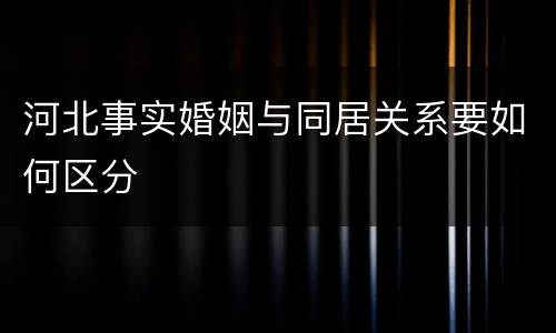 河北事实婚姻与同居关系要如何区分