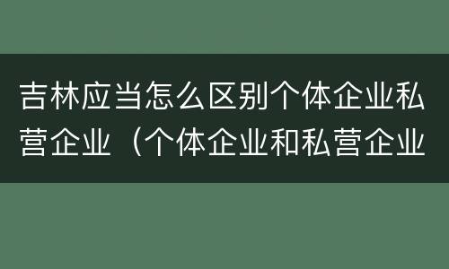 吉林应当怎么区别个体企业私营企业（个体企业和私营企业）