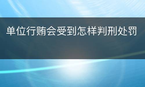 单位行贿会受到怎样判刑处罚