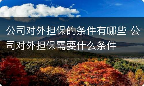 公司对外担保的条件有哪些 公司对外担保需要什么条件