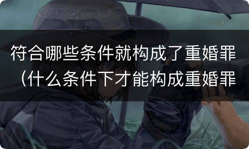 符合哪些条件就构成了重婚罪（什么条件下才能构成重婚罪）