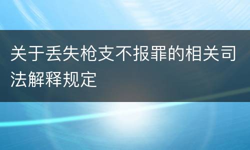 关于丢失枪支不报罪的相关司法解释规定