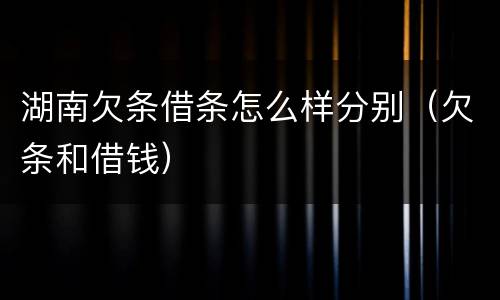 湖南欠条借条怎么样分别（欠条和借钱）