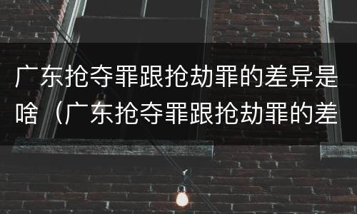 广东抢夺罪跟抢劫罪的差异是啥（广东抢夺罪跟抢劫罪的差异是啥呢）