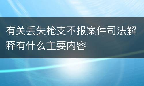 有关丢失枪支不报案件司法解释有什么主要内容