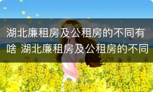 湖北廉租房及公租房的不同有啥 湖北廉租房及公租房的不同有啥区别