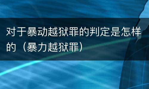 对于暴动越狱罪的判定是怎样的（暴力越狱罪）