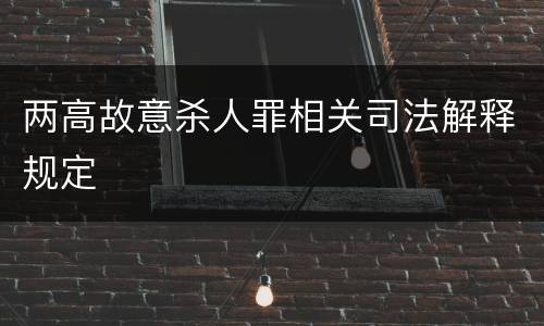 两高故意杀人罪相关司法解释规定