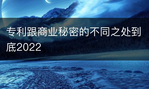 专利跟商业秘密的不同之处到底2022