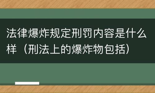 法律爆炸规定刑罚内容是什么样（刑法上的爆炸物包括）