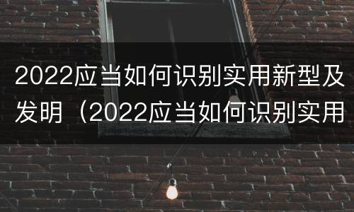 2022应当如何识别实用新型及发明（2022应当如何识别实用新型及发明的技术）