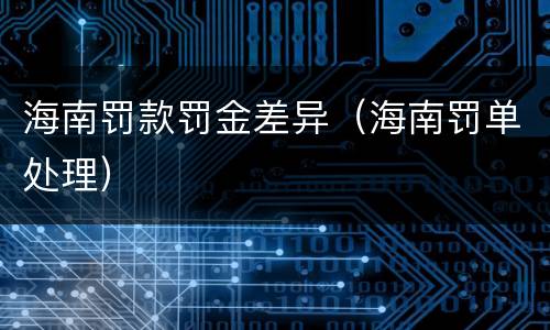 海南罚款罚金差异（海南罚单处理）