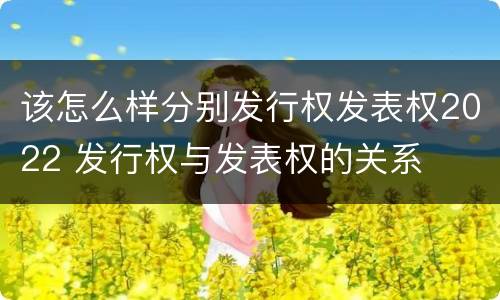 该怎么样分别发行权发表权2022 发行权与发表权的关系