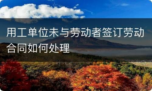 用工单位未与劳动者签订劳动合同如何处理
