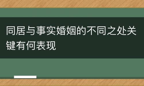 同居与事实婚姻的不同之处关键有何表现