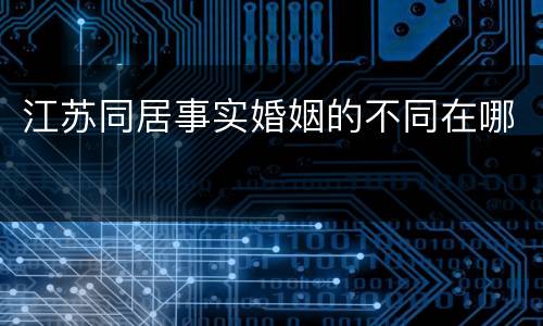 江苏同居事实婚姻的不同在哪