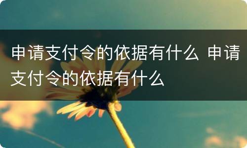 申请支付令的依据有什么 申请支付令的依据有什么